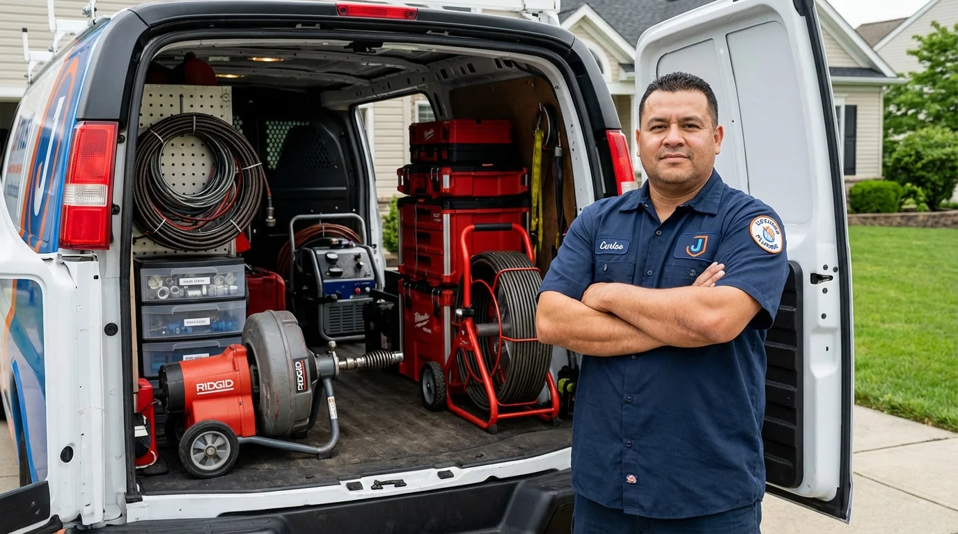 Professional drain cleaning equipment and Johns Plumbing LLC plumber in Fox Island