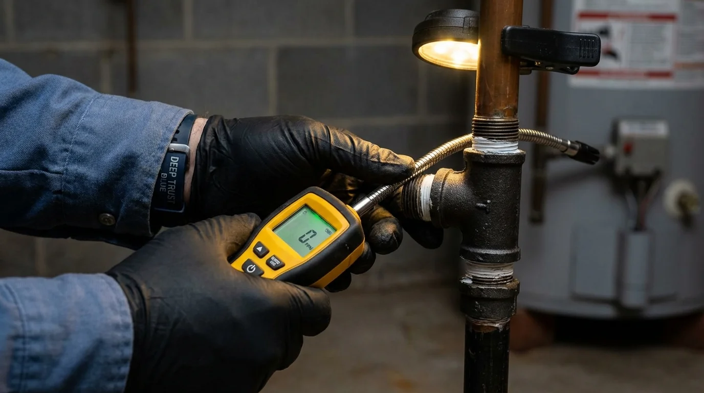 Gas leak detection with electronic sniffer by Johns Plumbing LLC in Fox Island