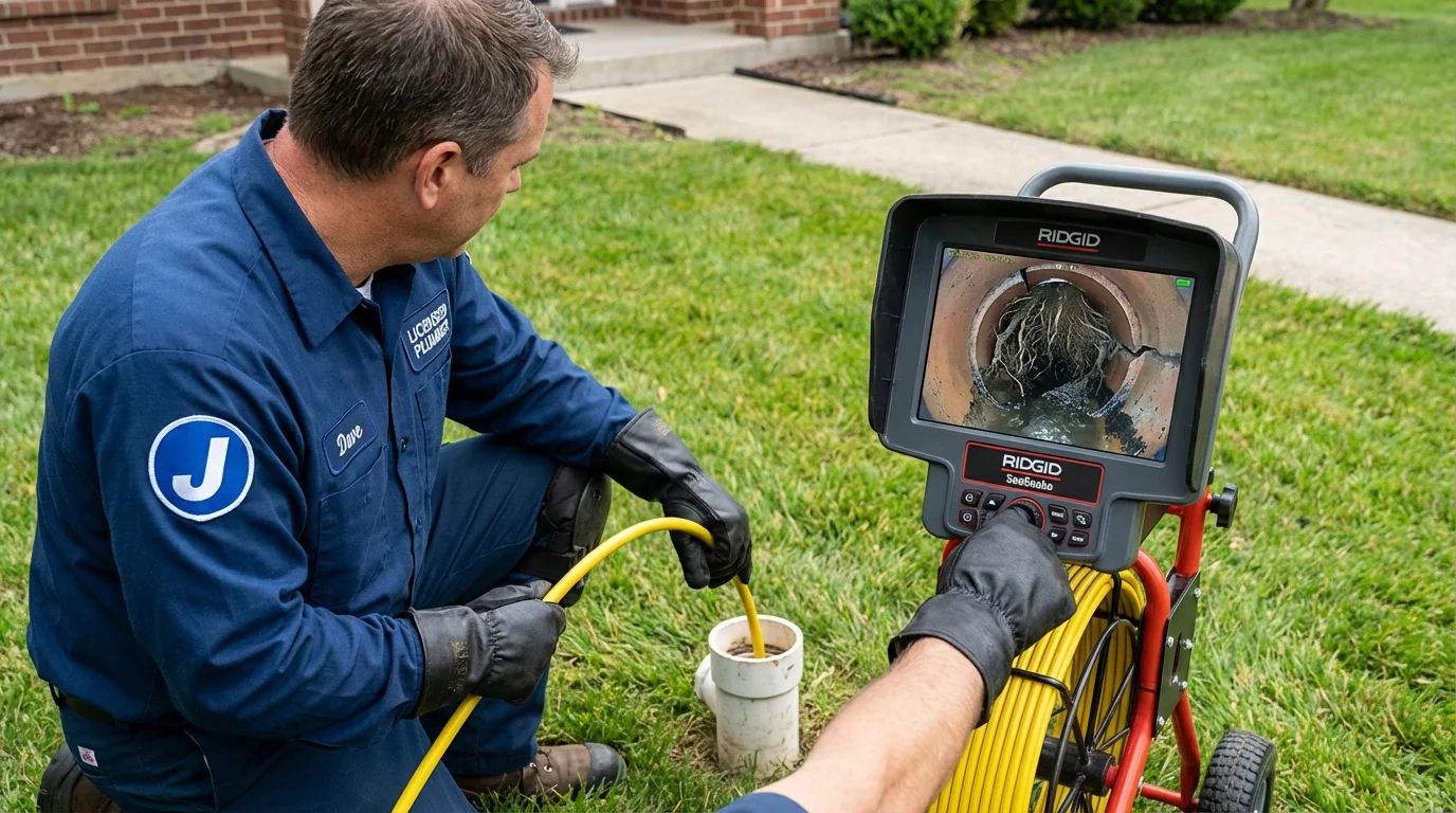 Sewer camera inspection being performed by Johns Plumbing LLC in Fox Island